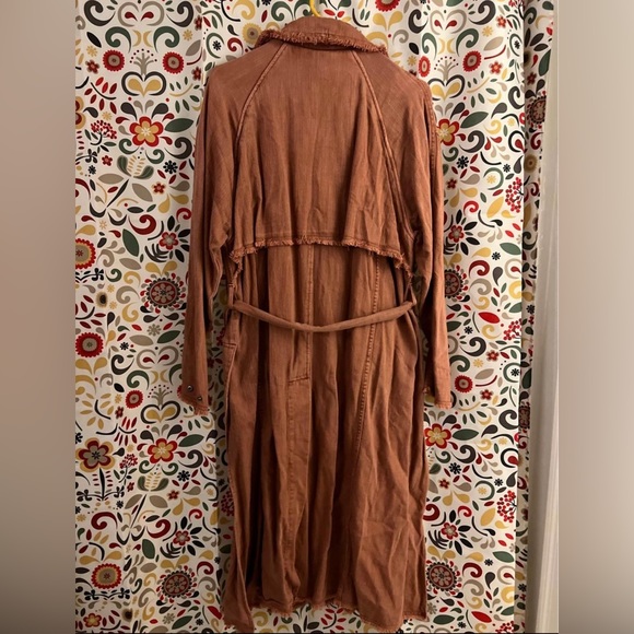 NWOT- Free People "Kelly" Freyed Edging Belted Trench Coat -Size XS/S - Picture 4 of 6
